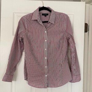 Banana Republic women's tailored fit red/white striped button down shirt, size 8